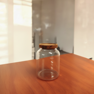 Frasco Redondo Chico Con Tapa De Madera De Acacia