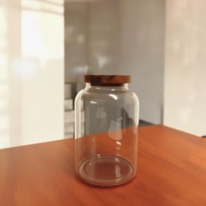 Frasco Redondo Grande Con Tapa De Madera De Acacia