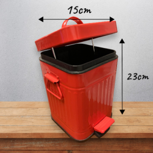 Tacho de Basura Cuadrado Metálico con Pedal 15x23cm