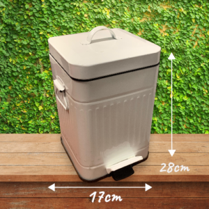 Tacho de Basura Cuadrado Metálico Blanco con Pedal 17x28cm