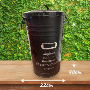 Tacho de Basura Metálico Negro 22x40cm